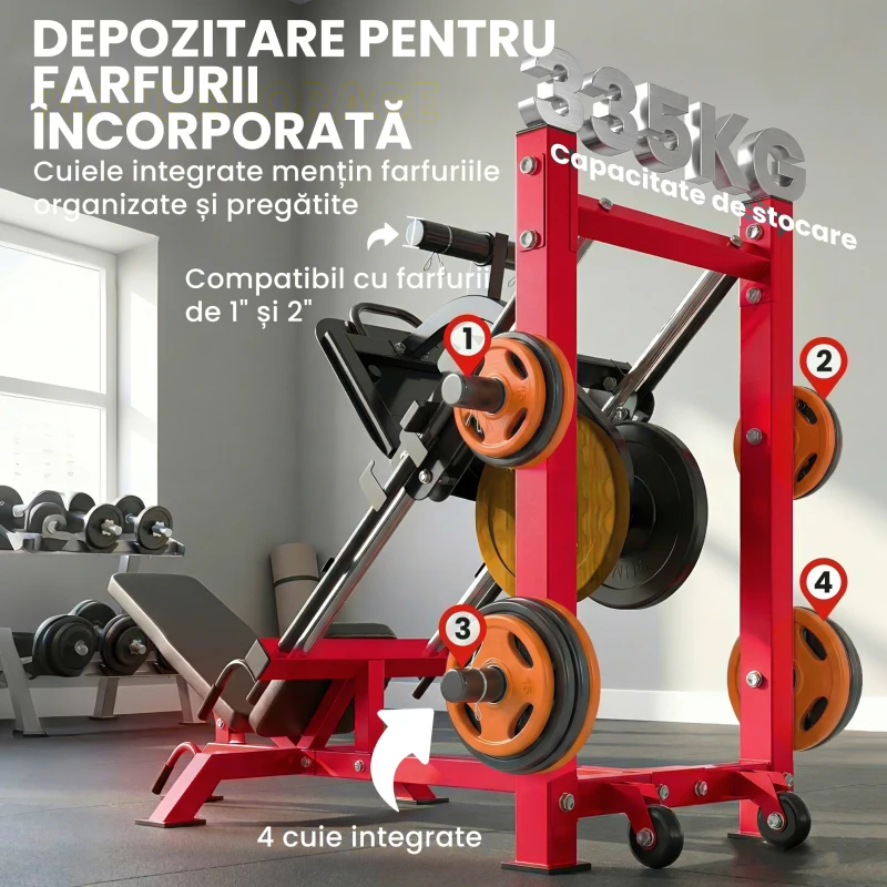 SPORTNOW Mașină leg press pentru sală de gimnastică acasă, antrenament picioare, forță, partea inferioară a corpului, cvadricepși, glutei, bicepși femurali, echipamente fitness