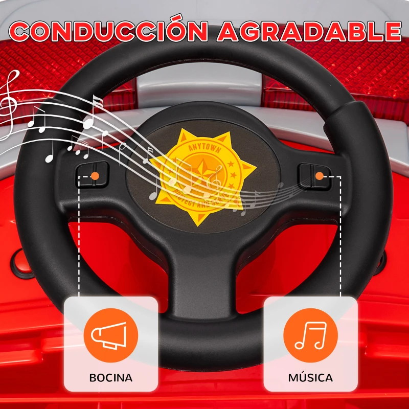 AIYAPLAY Auto Elettrica per Bambini, Camion dei Pompieri con Batteria 12V, Sirena, Fanali, Clacson e Musica, Rosso