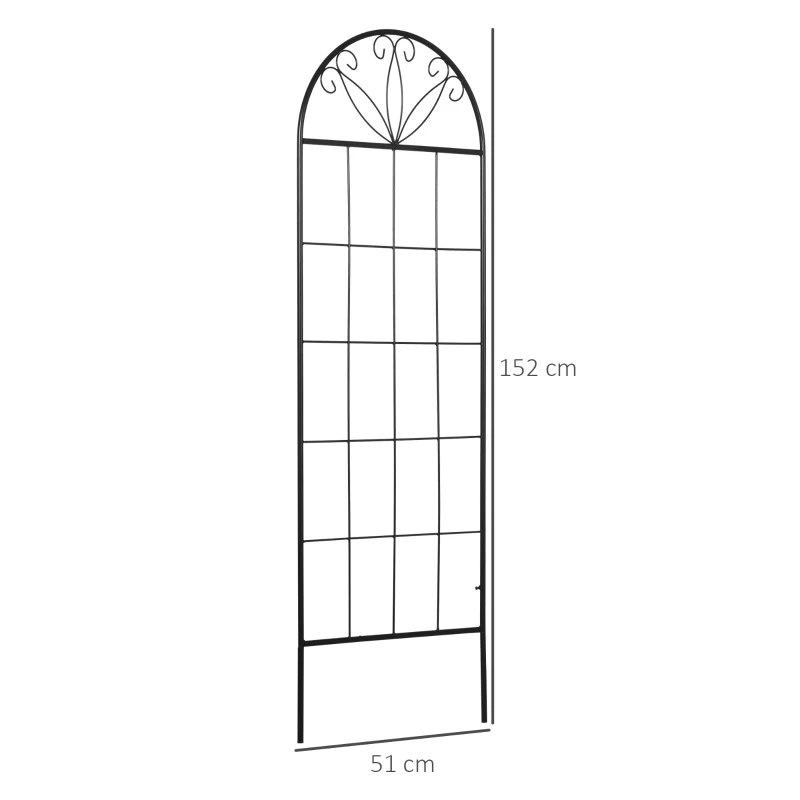 Outsunny Traliccio da giardino Per Piante Rampicanti in metallo, 51x152 cm, Nero