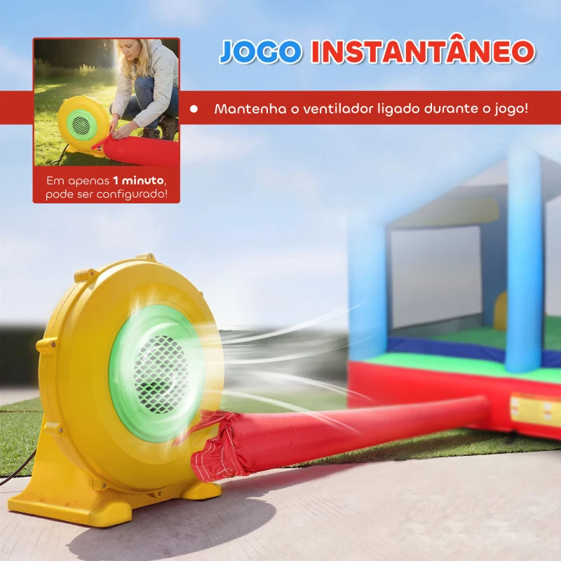 AIYAPLAY Castelo Insuflável para Crianças com Escorrega Cama Elástica Piscina de Bolinhas Jogo de Aros Toldo e Bolsa de Transporte 290x230x200 cm Multicor