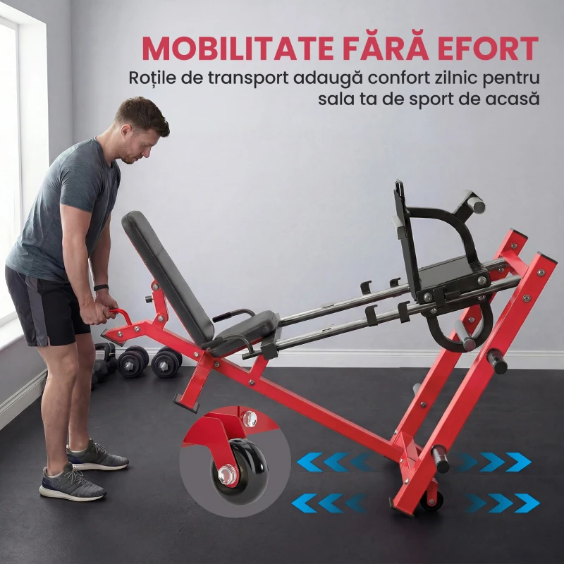 SPORTNOW Mașină leg press pentru sală de gimnastică acasă, antrenament picioare, forță, partea inferioară a corpului, cvadricepși, glutei, bicepși femurali, echipamente fitness