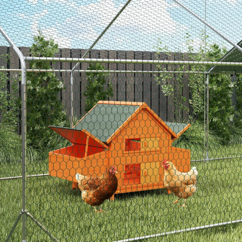 PawHut Pollaio per Galline da Esterno Grande in Legno di Abete 160x98.5x107cm, Casetta per 6 Galline Ovaiole con 2 Nidi Laterale, Tetto Impermeabile in Bitume e Vassoio Estraibile, Rosso Vino