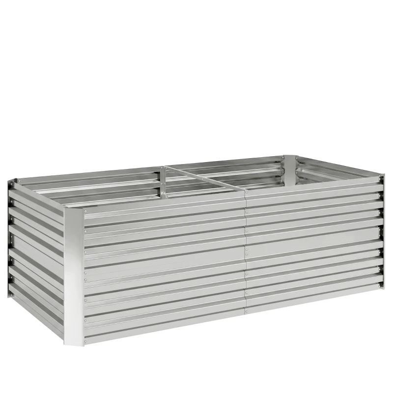 Outsunny Carré potager de jardin rectangulaire tubes de renforcement acier galvanisé 180 x 90 x 59 cm