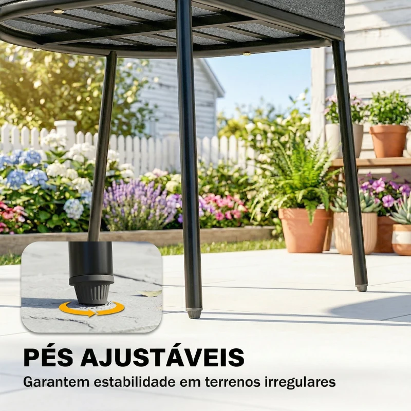 Outsunny Conjunto de 2 Cadeiras de Jardim em Rattan com Almofadas, Apoios de Braços e Estrutura em Aço para Terraço 46x58x72 cm Cinzento