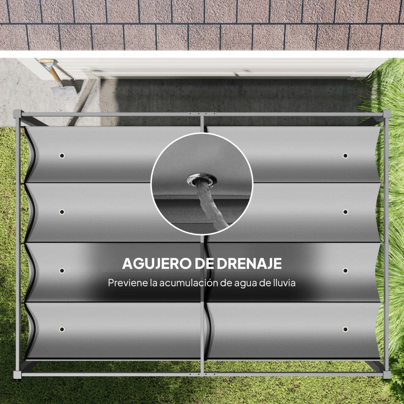 Outsunny Pérgola de Jardín 3x2m Cenador de Techo Retráctil de Poliéster Recubrimiento Resistente para Celebraciones Fiestas Gris
