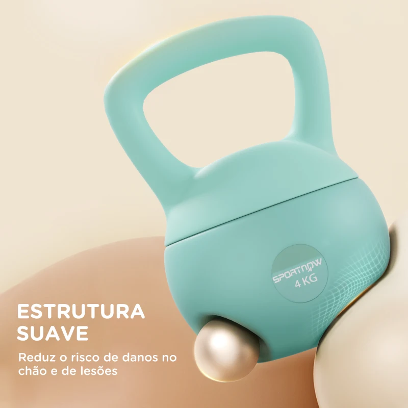 SPORTNOW Kettlebell de 4 kg Pesa Russa Preenchida de Areia Metálica e Alça Antiderrapante para Treino em Casa Ginásio 19x15x28 cm Verde