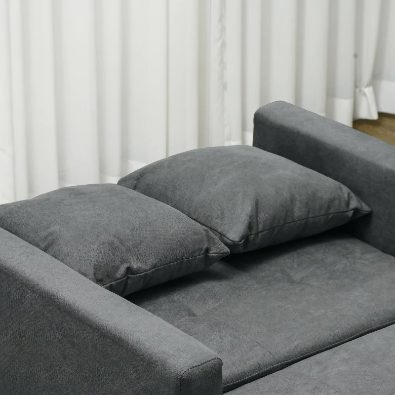 HOMCOM Poltrona Letto in Tessuto Effetto Velluto Grigio con 2 Cuscini e Spazio Contenitore, 100x98x88 cm