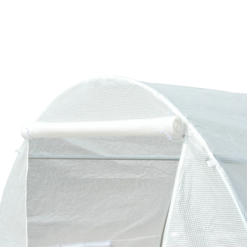 Outsunny Cobertura de Estufa de Túnel 6x3x2m Cobertura de Substituição de Estufa com 12 Janelas e Portas Enroláveis Branco