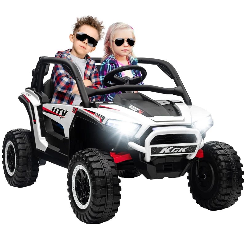 AIYAPLAY 2 Seater 24V 7AH Ride on Truck, Battery Powered Electric Ride On Car w/ Remote, Suspension, 3 Speeds, White