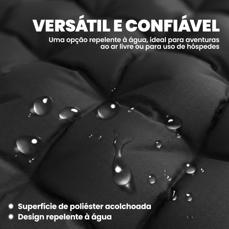 Outsunny Esteira de Campismo Dobrável Portátil com Correias Antideslizante para Cama de Campismo Tenda Viagens Preto