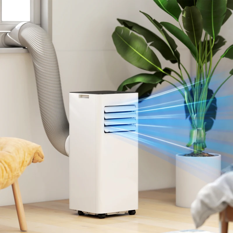 HOMCOM Climatizzatore Portatile 4-in-1, Raffreddamento e Ventilatore, Deumidificatore, Timer 24H e Telecomando, 30x29x69 cm Bianco