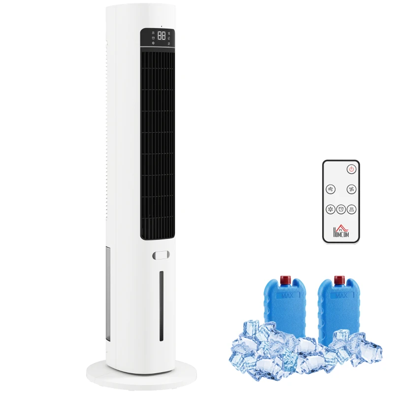HOMCOM Raffrescatore d'Aria Evaporativo, 3L Serbatoio, 48° Oscillazione, 3 Velocità e Modalità, Bianco