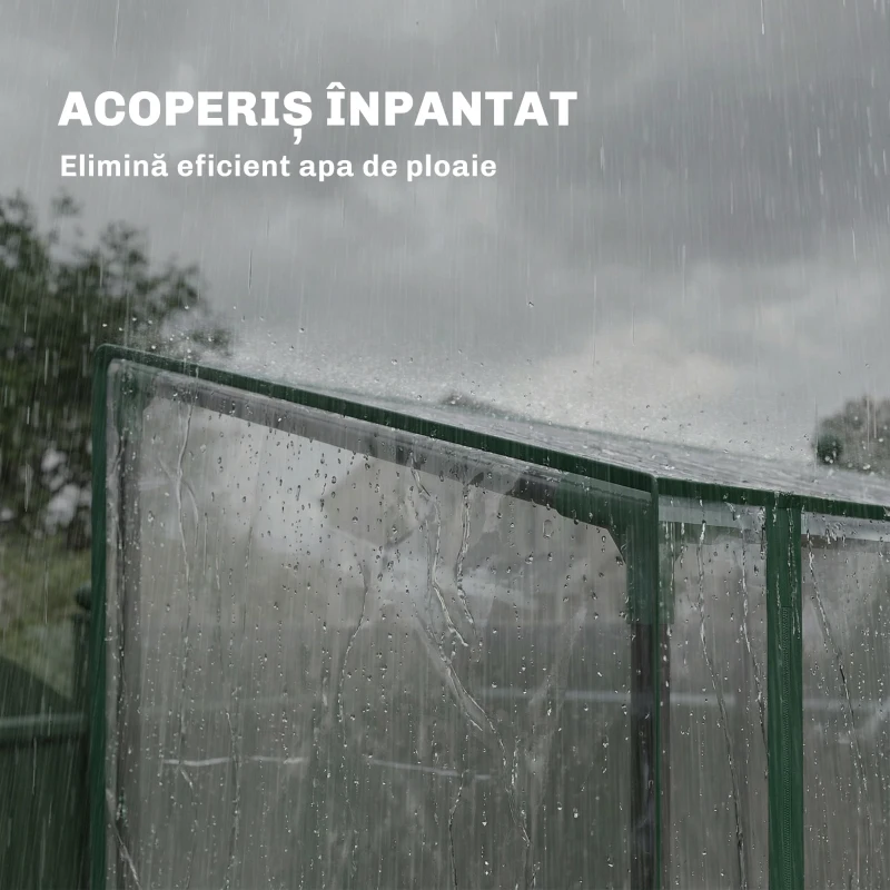 Outsunny Seră Verticală cu 2 Secțiuni și 3 Rafturi, din Plastic și Oțel, 143x45x151 cm, Verde Închis și Transparent