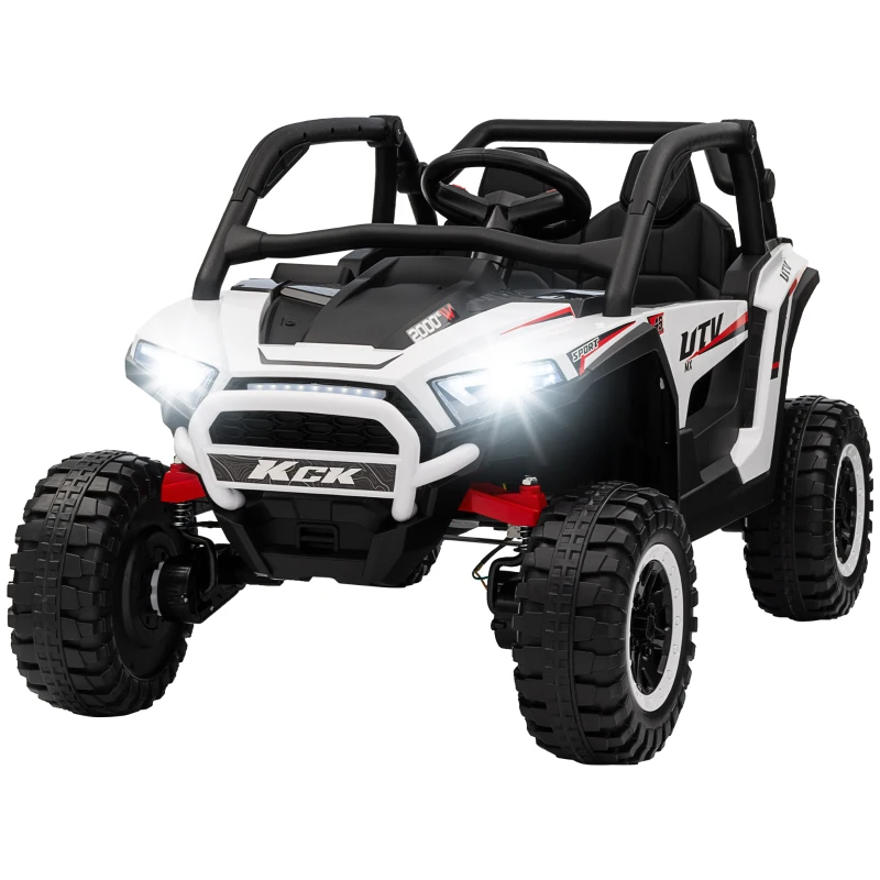 AIYAPLAY 2 Seater 24V 7AH Ride on Truck, Battery Powered Electric Ride On Car w/ Remote, Suspension, 3 Speeds, White
