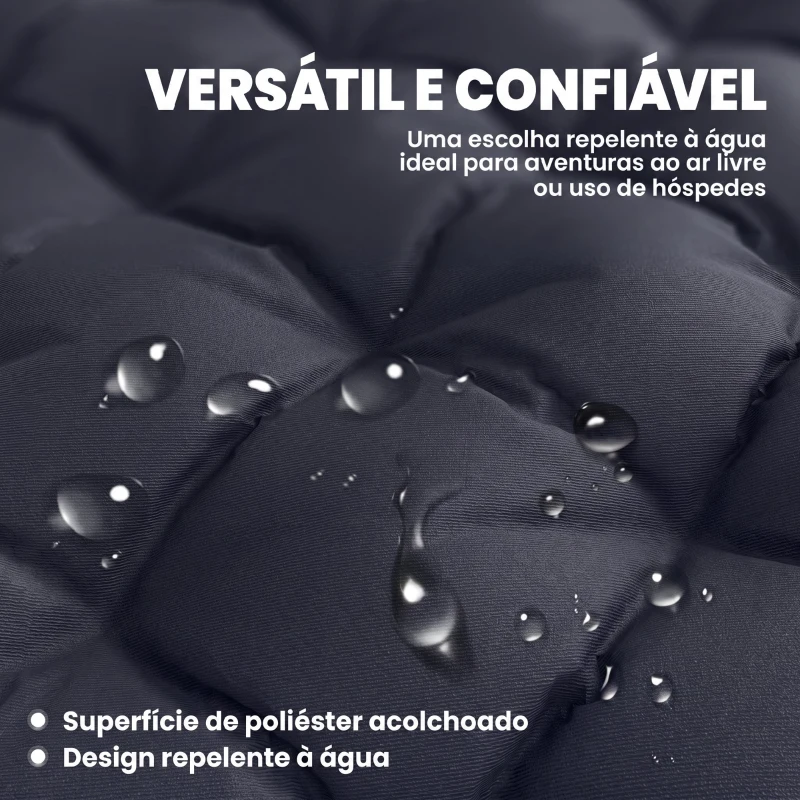 Outsunny Colchão Cama de Campismo Dobrável com Correias Antiderrapante Espessura 8 cm Cinzento Escuro