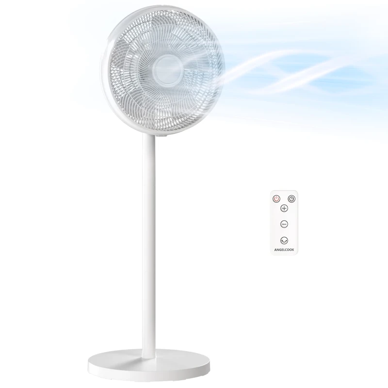 HOMCOM Ventoinha de Pé com Controlo Remoto Altura Ajustável 4 Velocidades Oscilação 80° Temporizador 10H 40x40x118,5 cm Branco