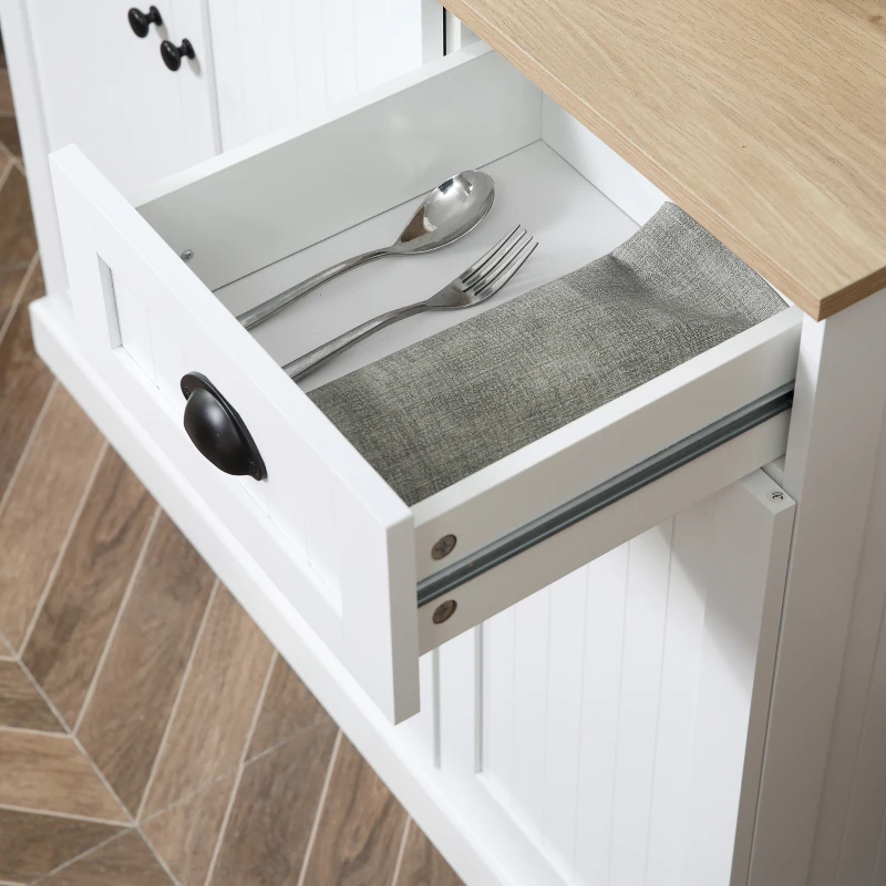 HOMCOM White Kitchen Cabinet 180cm Freestanding Modern Storage with Open Countertop Drawer 6 Doors Kitchen White