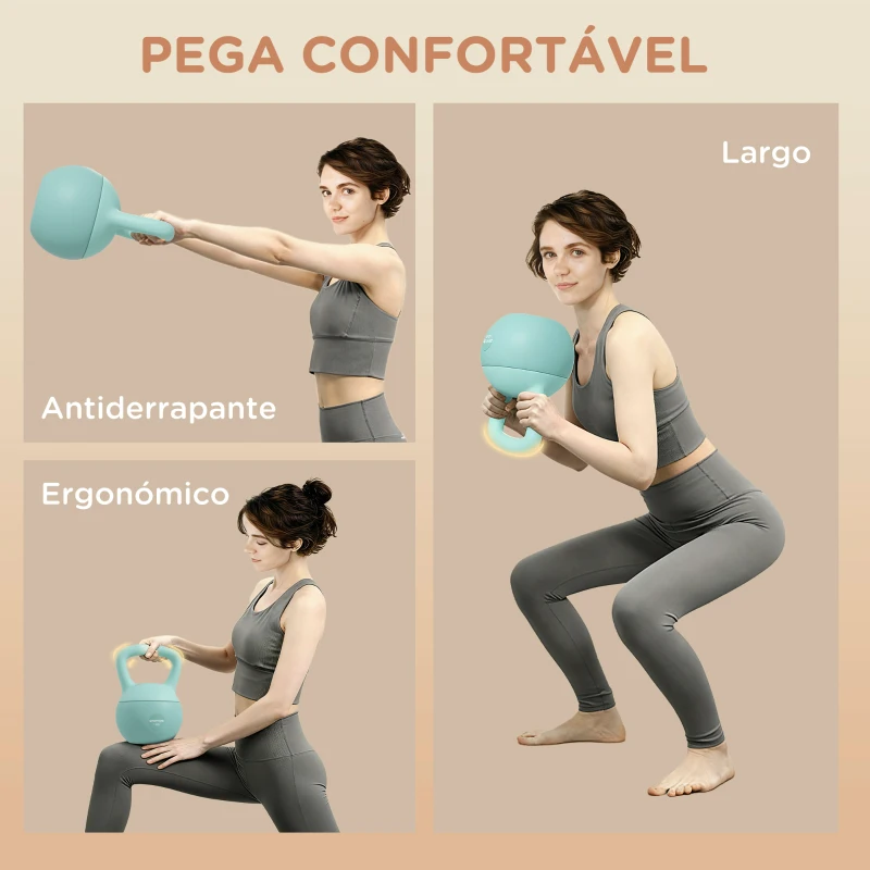SPORTNOW Kettlebell de 4 kg Pesa Russa Preenchida de Areia Metálica e Alça Antiderrapante para Treino em Casa Ginásio 19x15x28 cm Verde