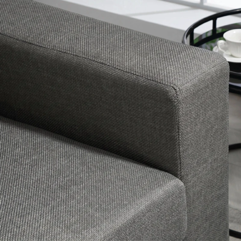 HOMCOM Canapea 3 locuri din material textil cu perne capitonate și tapițerie cu efect de in, 237x94x102cm, gri(m-9)