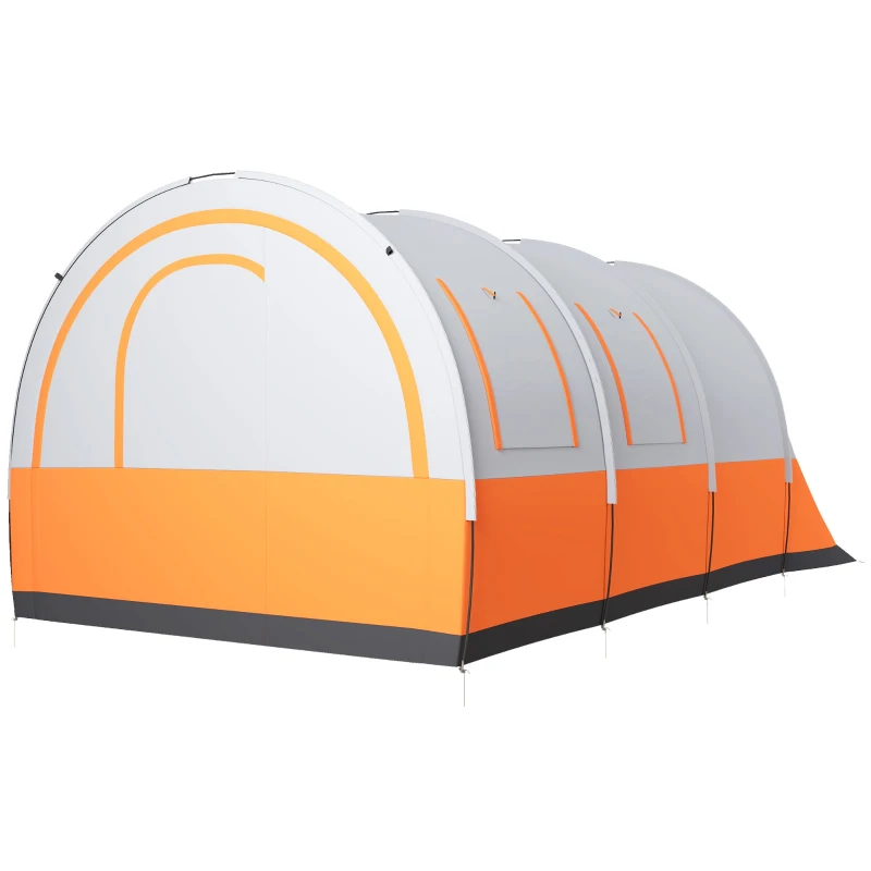 Outsunny Tenda da Campeggio Familiare fino a 6 Persone con Aree Separate, Impermeabile, Bianco Crema