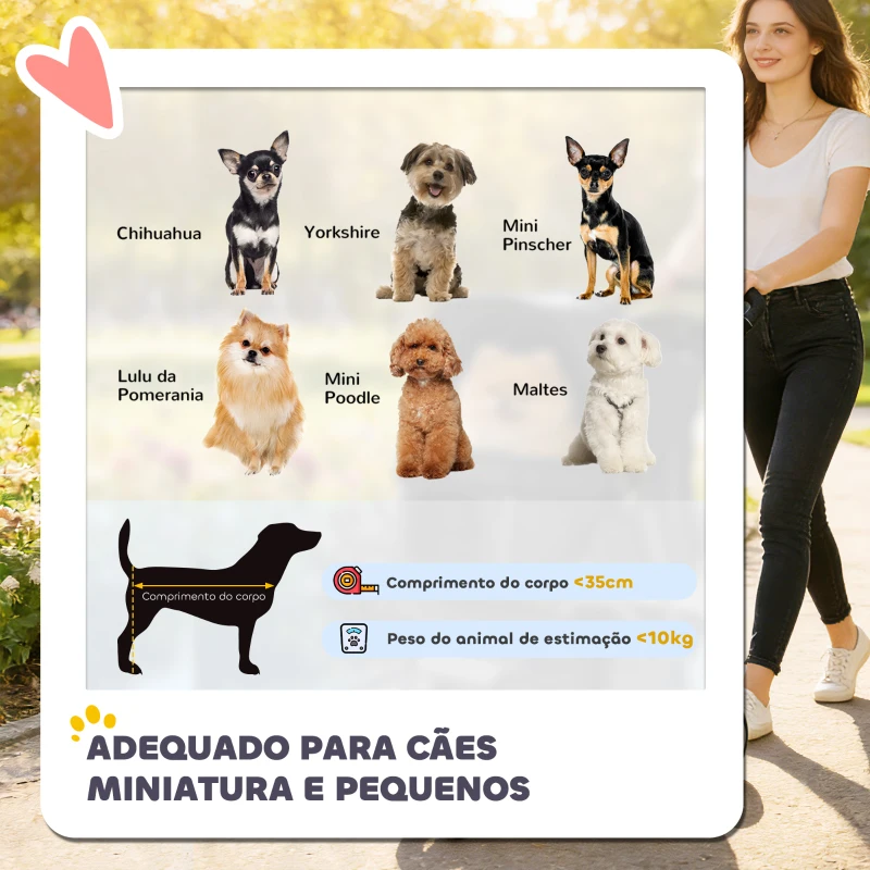 PawHut Carrinho para Cães Pequenos com Cesto de Armazenamento Janelas de Rede e Cinto de Segurança 77x44x102 cm Preto