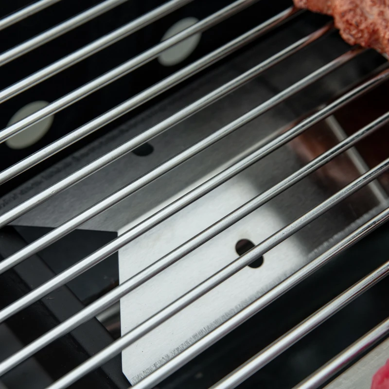 Outsunny Barbecue a Gás com 3 Queimadores Termómetro 2 Prateleiras Laterais Armário 4 Rodas e Travão 121x55x109 cm Preto