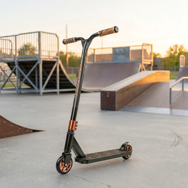 SPORTNOW Akrobatik-Scooter für Tricks Freestyle-Scooter mit ABEC-9-Lagern 120 mm Räder 360°-Drehung für Skatepark Gold