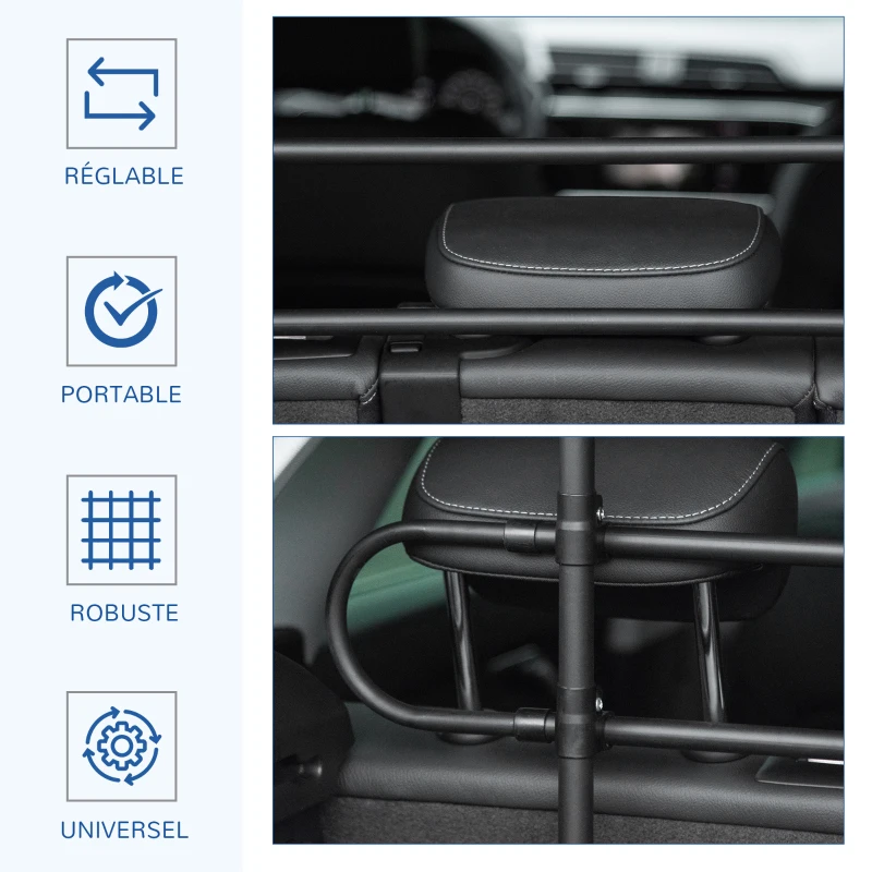 PawHut Grille de séparation pour chien universel, barrière de sécurité extensible pour animaux de compagnie, en acier noir