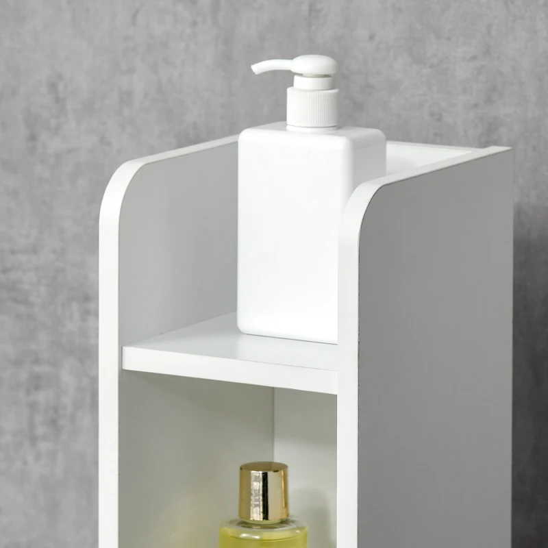 kleankin Coluna Casa de Banho com 3 Portas e 3 Prateleiras Abertas Coluna Auxiliar  Estilo Moderno 15x17x120cm Branco