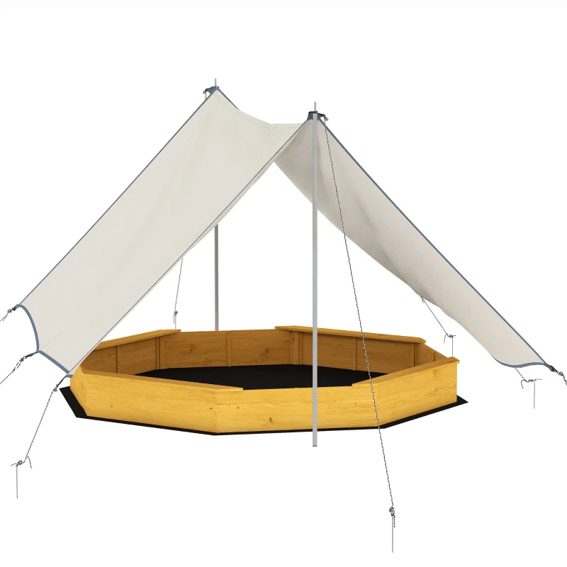 AIYAPLAY Bac à sable en bois avec auvent, bac à sable enfant extérieur avec 4 bancs, doublure de fond, jaune