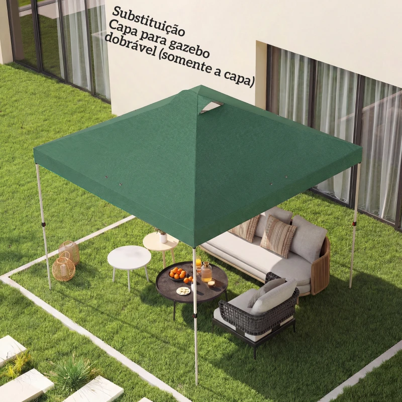 Outsunny Toldo de Substituição para Pérgola 3x3 m Teto de Reposição em Tela Oxford 210D Proteção UV50+ Verde