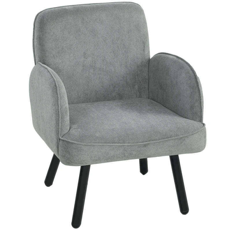 HOMCOM Lounge Chair Velvet Upholstered Armchair with Spring Cushion for Living Room Bedroom Grey