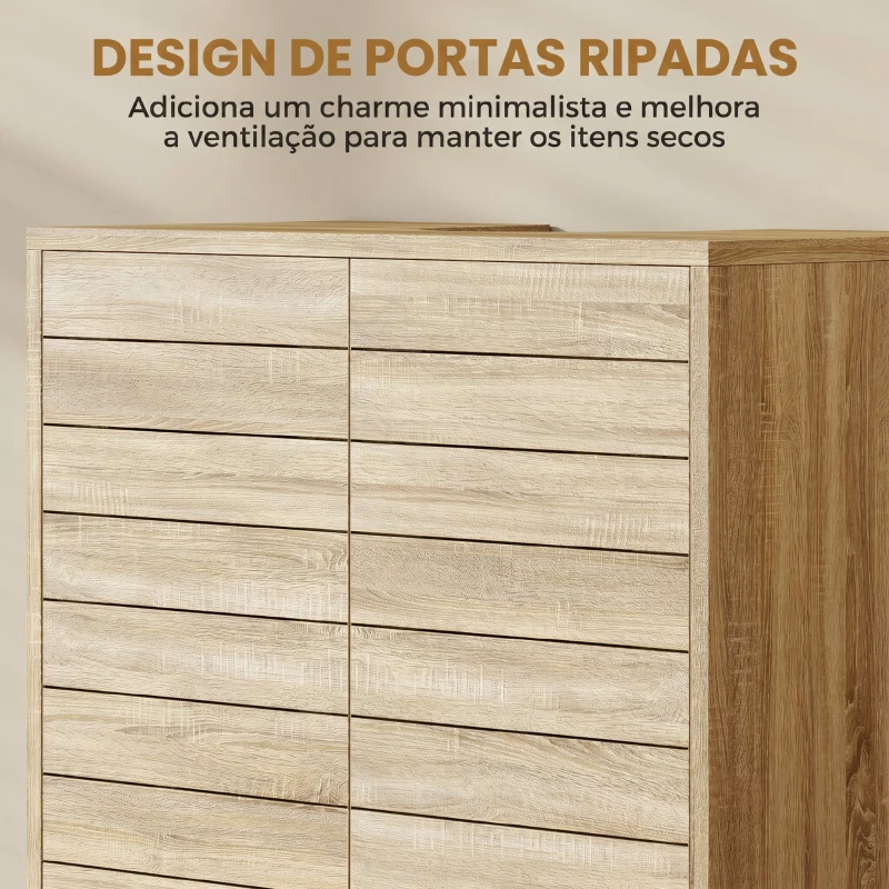 HOMCOM Móvel de Casa de Banho com Prateleira Ajustável, Portas de Ripas e Abertura por Pressão, para Lavatório com Pedestal ou de Parede