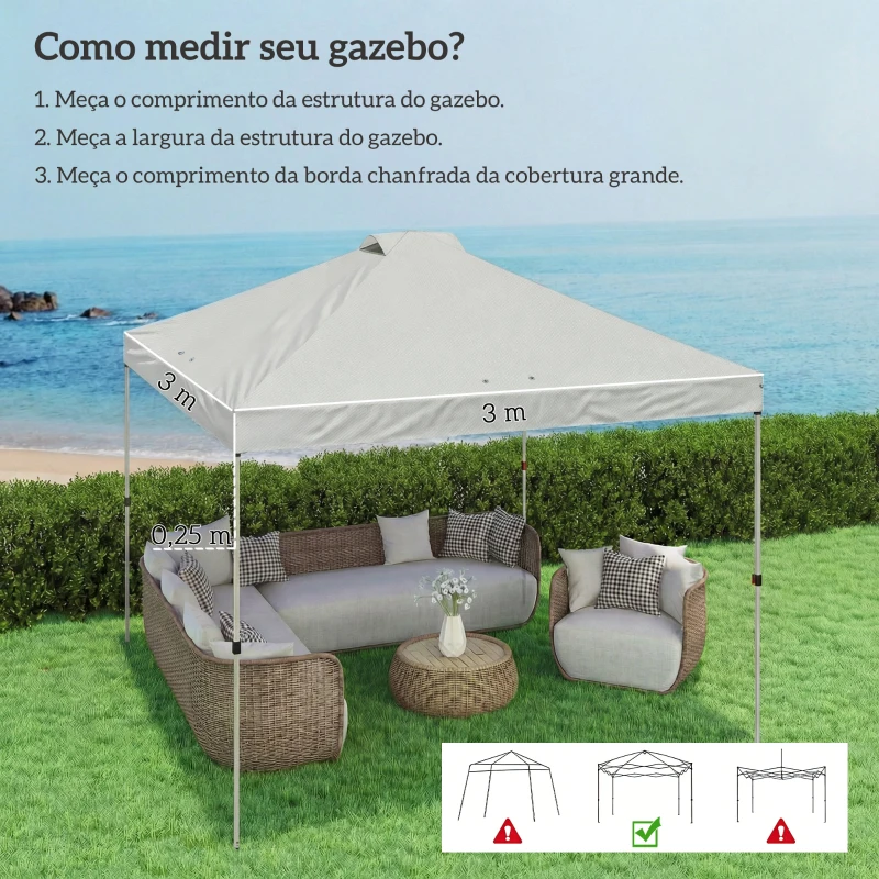 Outsunny Toldo de Substituição para Pérgola 3x3 m Teto de Reposição para Pérgola em Tecido Oxford 210D Proteção UV 50+ Branco