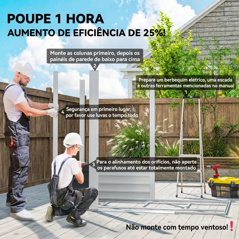 Outsunny Abrigo de Jardim Exterior 2,36m² 213x120x194 cm com Base Reforçada (Piso NÃO Incluído) e Portas de Correr Cinza Escuro