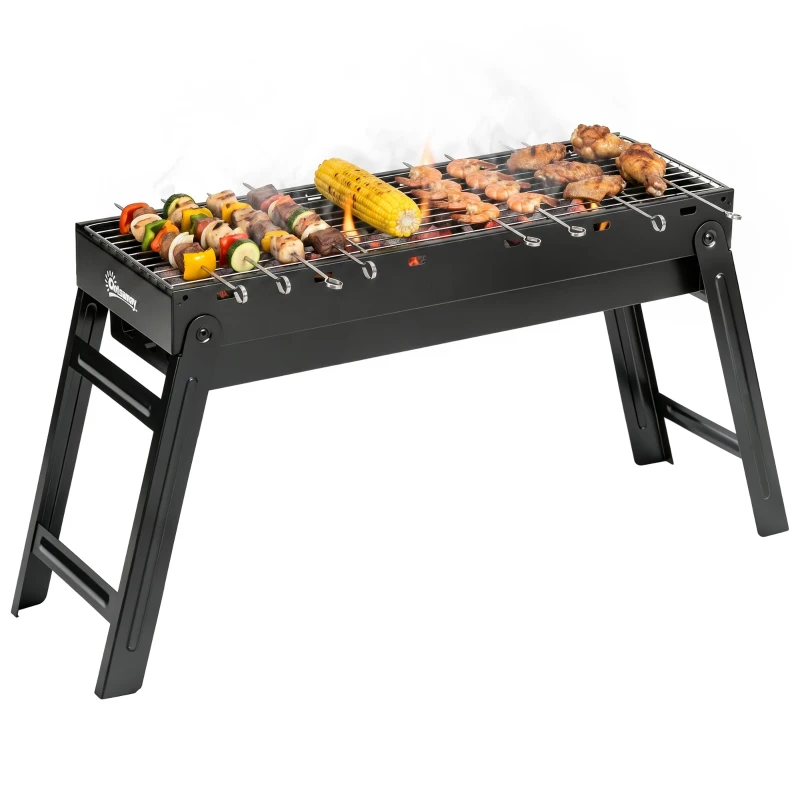 Outsunny Foldable Charcoal Grill - Black