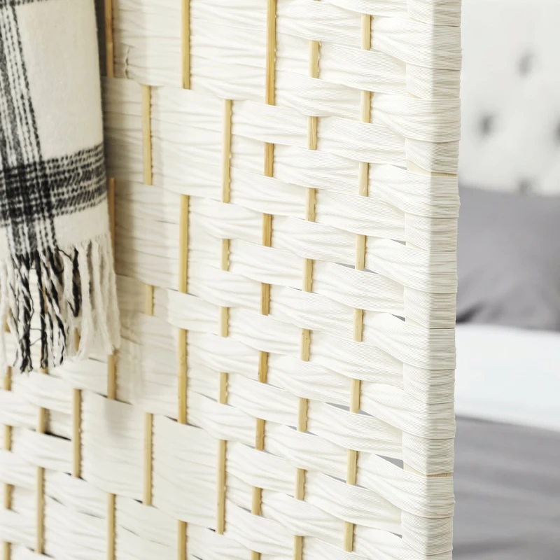 HOMCOM Separador de Ambientes de 3 Painéis Biombo Dobrável 135x180 cm Polipropileno Branco