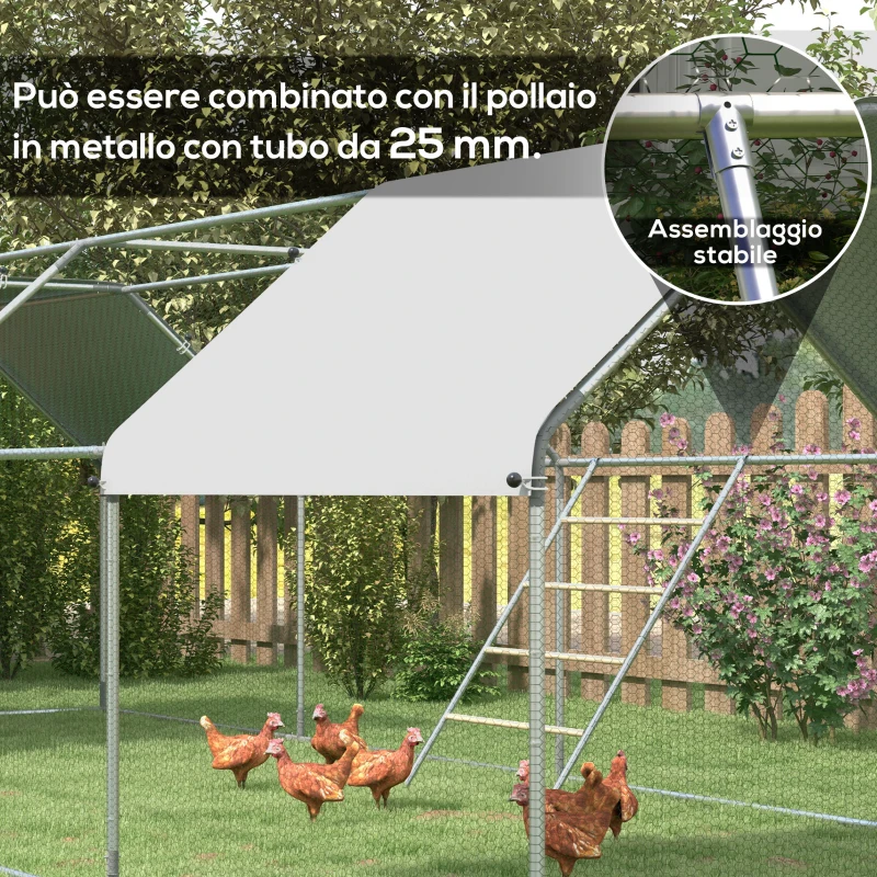 PawHut Trespolo per Galline a 4 Livelli per 4-6 Polli in Legno e Acciaio Zincato, Colore Legno