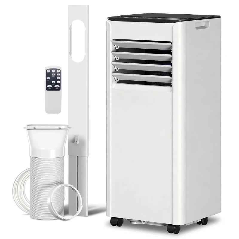 HOMCOM Aire Acondicionado Portátil 7000 BTU 4 en 1 Enfriamiento Deshumidificador Ventilador Temporizador para 26 m² Blanco