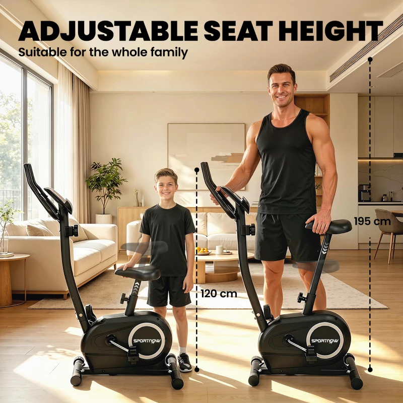 SPORTNOW Heimtrainer Fahrrad Höhenverstellbar Hometrainer mit APP Magnetwiderstand LCD-Monitor Pulssensoren Handyhalterung