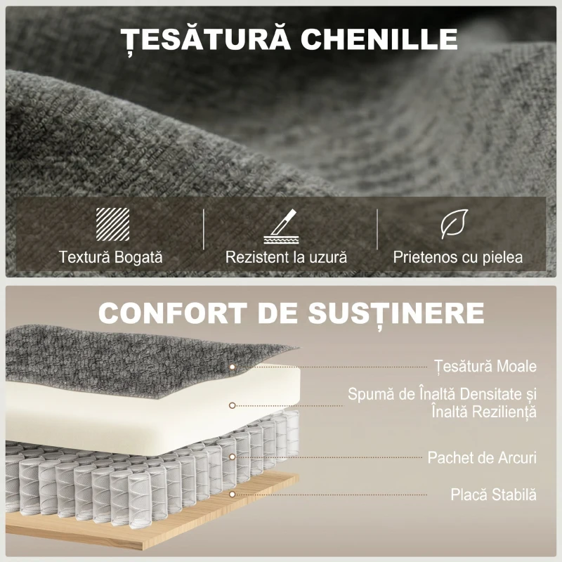 HOMCOM Canapea mică extensibilă cu saltea integrată