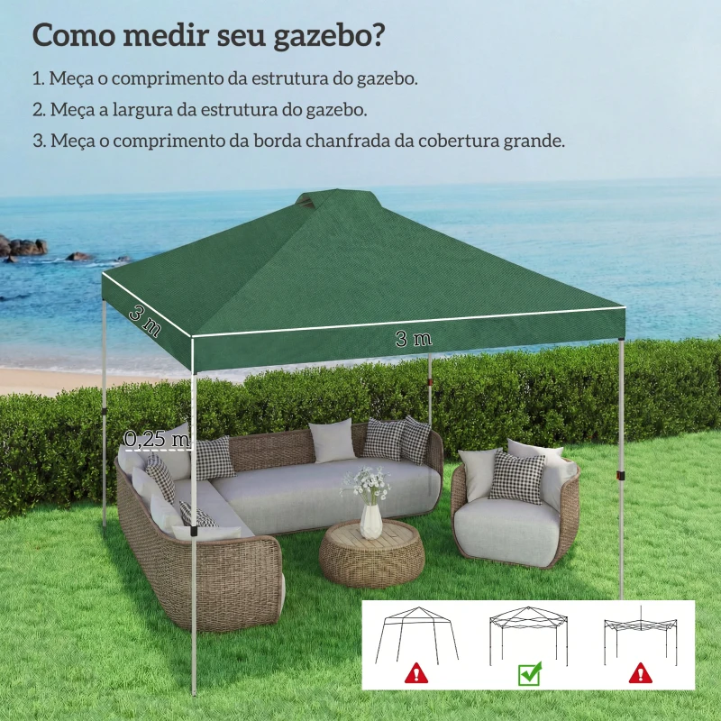 Outsunny Toldo de Substituição para Pérgola 3x3 m Teto de Reposição em Tela Oxford 210D Proteção UV50+ Verde