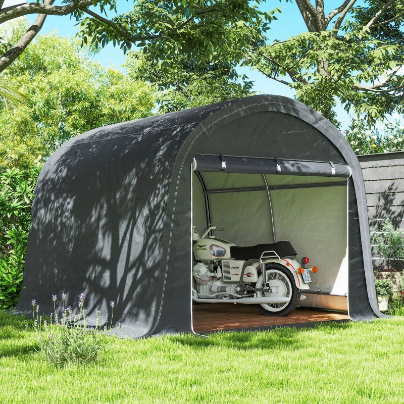 Outsunny 3 x 3(m) Garden Storage Tent, Heavy Duty Outdoor Shed with 2 Doors, Waterproof Portable Shed Storage Shelter with Galvanised Steel Frame for Bike, Motorcycle, Garden Tools, Grey