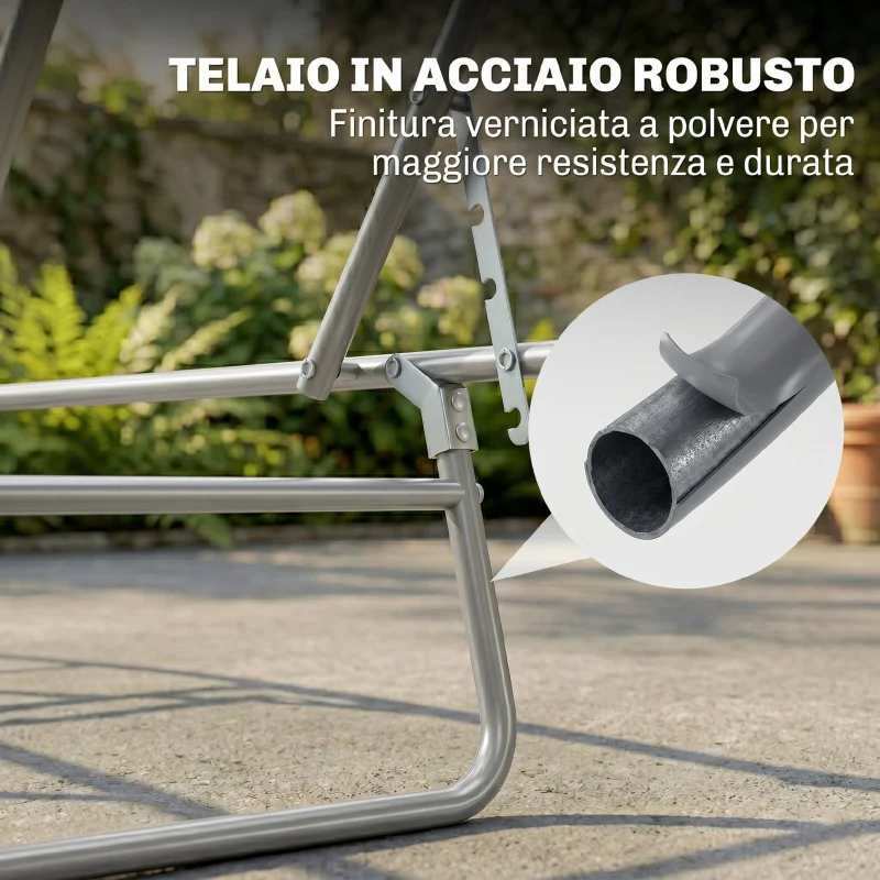 Outsunny Sdraio da Giardino Pieghevole con Tettuccio Regolabile e Schienale Reclinabile a 4 Livelli, Grigio Chiaro