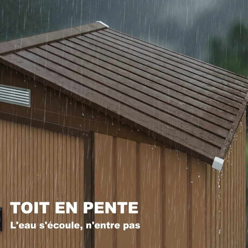 Outsunny Abri de jardin 2,5 m² - remise pour outils avec kit de fondation - cabanon porte verrouillable - tôle d'acier kaki