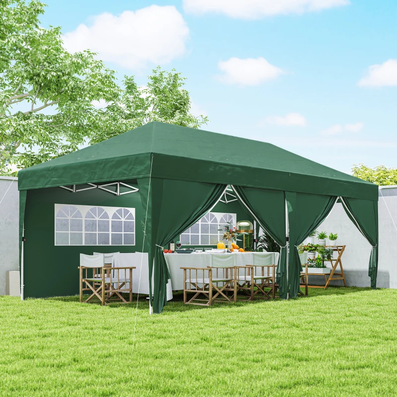 Outsunny Pavillon ca. 6x3m Stabil Winterfest Pop-up Faltpavillon mit Fenster Reißverschlusstür Seitenteilen UV Schutz