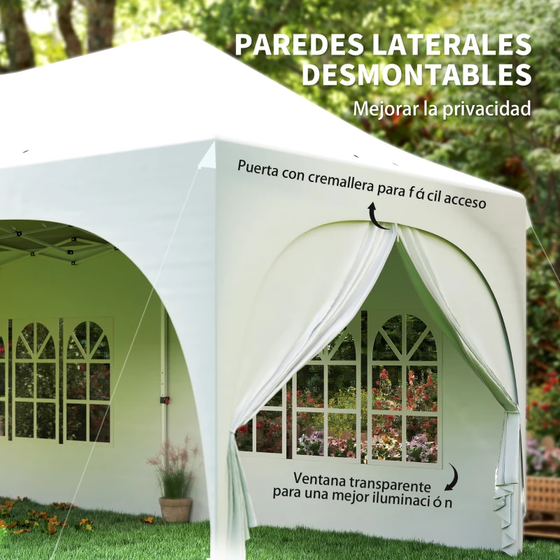 Outsunny Carpa Plegable 6x3 m Pop-up con 6 Laterales Desmontables Altura Ajustable y Bolsa de Transporte Gris Claro