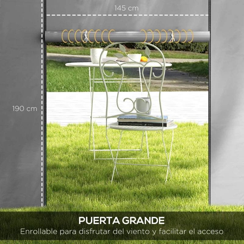 Outsunny 2 Paredes Laterales para Carpas 300x200 cm con Ventana Enrollable y Puerta con Cremallera para Carpa 3x3 m o 3x6 m Gris