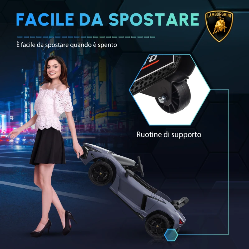 AIYAPLAY Auto Elettrica per Bambini da 3-5 Anni, Guida Dolce, Telecomando, Clacson, Plastica e Metallo, Grigio