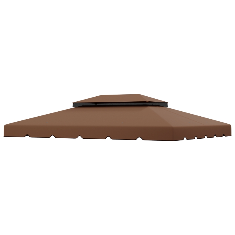 Outsunny Toldo de Recambio para Cenador 4x3 m con Techo Doble Orificios de Drenaje Solo Toldo NO Incluye Marco Café